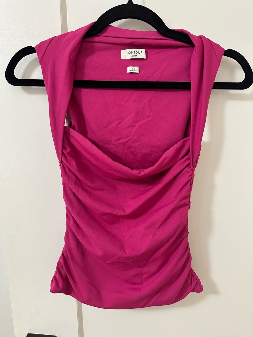 Aritzia Contour Fuchsia Cowl Neck Ruched Camisole